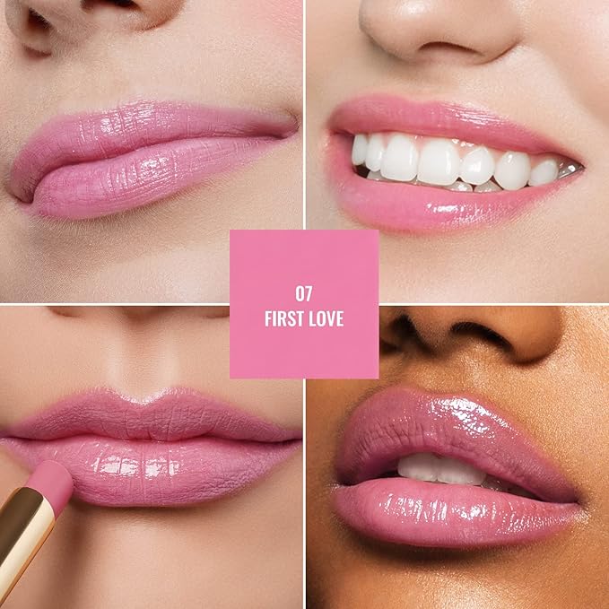 Oulac Moisturizing Shine Lipstick For Women Christmas Set 2PCS, 2 in 1 Tinted Lip Balm for Winter, Hydrated Juicy and Glossy Lip Color for Dry, Cracked and Chapped Lips, Vegan [07+14]