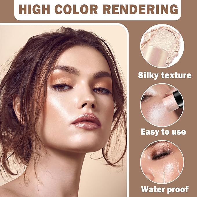 Bronzer Stick Highlighter Stick Cream Contour Stick Makeup,2PCS for Women-Medium