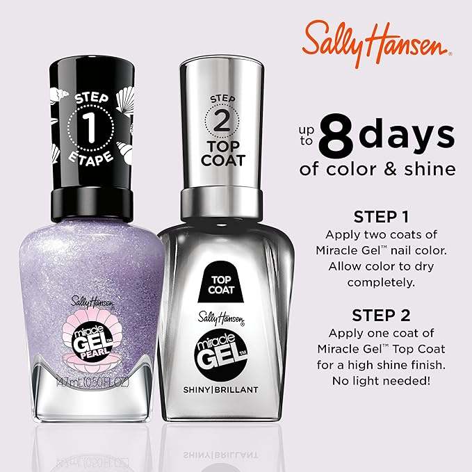 Sally Hansen Miracle Gel™, Pearls Pearl-ple, Long Lasting, Gel-Like Formula, No UV Lamp Needed, Purple Nail Polish