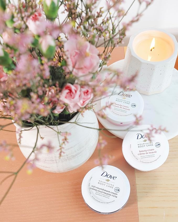 Dove Nourishing Body Care, Face, Hand, and Body Beauty Cream for Normal to Dry Skin Lotion for Women with 24-Hour Moisturization, 6-Pack, 5.07 Oz Each Jar