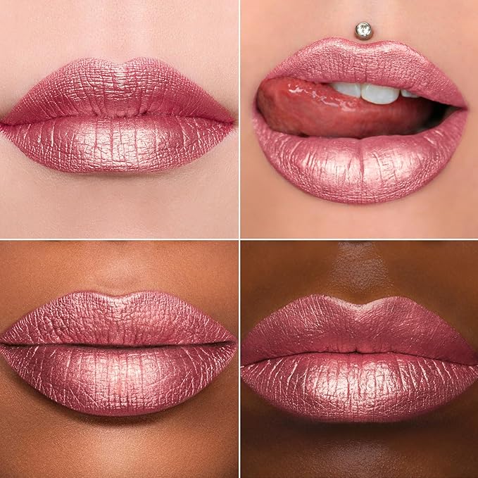 MAKI YIKA Pink Nude Lipstick for Women Metallic Lipsticks Glitter Long Lasting Lipstick No Smudge No Transfer Liquid Lip Gloss (BR017 Love Fighter)