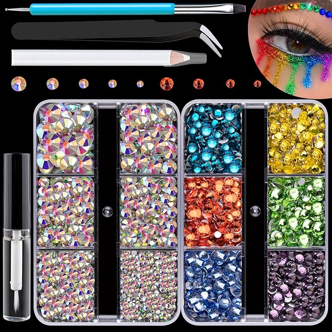 Colorful Face Gems for Makeup Set, Flatback Gorgeous