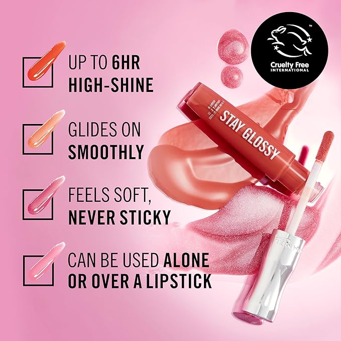 Rimmel Stay Glossy Lip Gloss - Non-Sticky and Lightweight Formula for Lip Color and Shine - 400 Berry Bad, .18oz (Pack of 4)