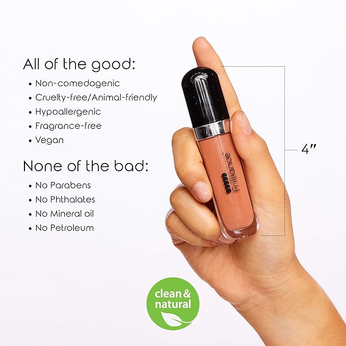 Frilliance Lip Duo Moisturizing Natural Lip Gloss Crystal Clear, Neutral Bliss, Cruelty Free Hypoallergenic All Skin Types
