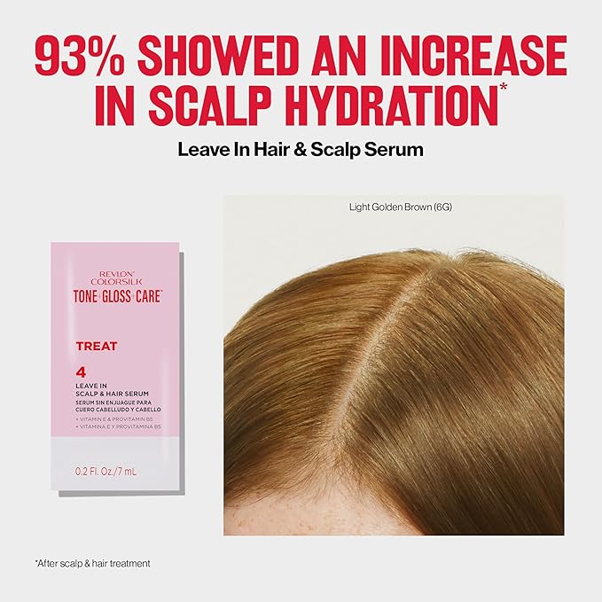 Revlon ColorSilk Tone + Gloss + Care Demi Permanent Hair Color, Dye Kit with Leave-In Scalp and Haircare Serum, 2x Shinier, 4x Stronger, 5RR Medium Red, 4.5 fl oz