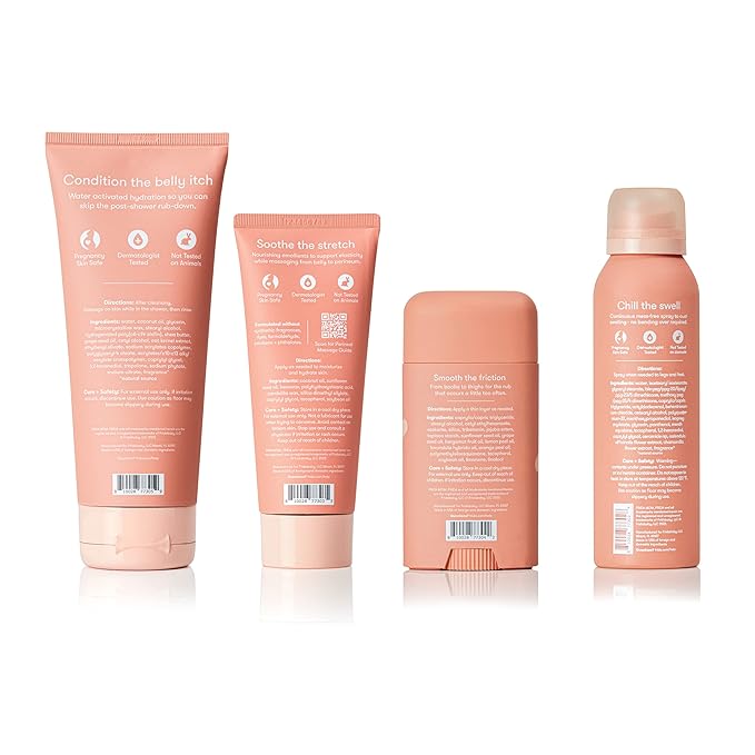 Frida Mom Pregnancy Skincare Set, Body Relief for Stretch Marks, Dry Skin, Swelling, & Chafing - 4pk Set