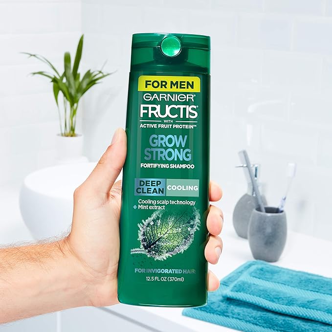 Garnier Hair Care Fructis Grow Strong Cooling Deep Clean Shampoo for Men for Invigorated Hair, 12.5 Fl Oz