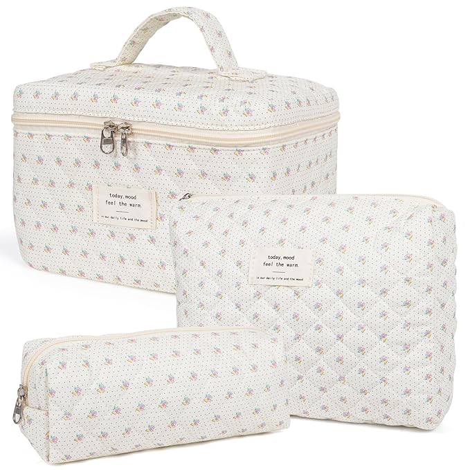 Makeup bag, quilted makeup bag,large