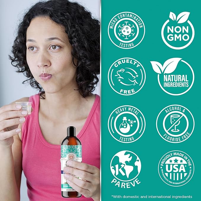 GuruNanda CocoMint Oil Pulling Mouthwash for Complete Oral Hygiene, 7 Essential Oils & Vitamins for Happy Teeth & Gums & Fresh Breath, Alcohol-Free, 3X8 oz