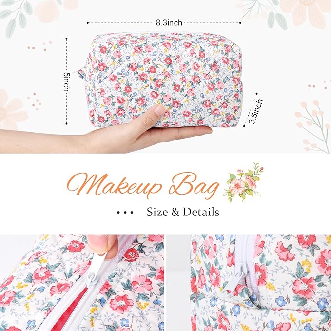 Soidram floral makeup bag quilted