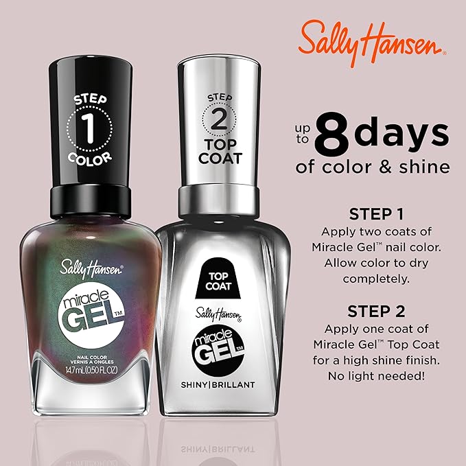 Sally Hansen Miracle Gel™, Holllaa-Gram, Long Lasting, Gel-Like Formula, No UV Lamp Needed, Brown Metallic Nail Polish (Pack of 3)