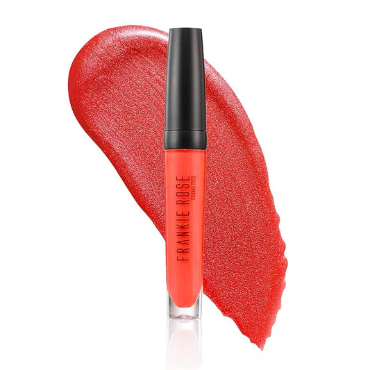 Frankie Rose Cosmetics Lip Gloss | Non-Sticky Formula, Long Lasting Lip Gloss, Bold Pigment & Hydrating Lip Gloss, Tangerine Shimmer Lip Gloss, 20g