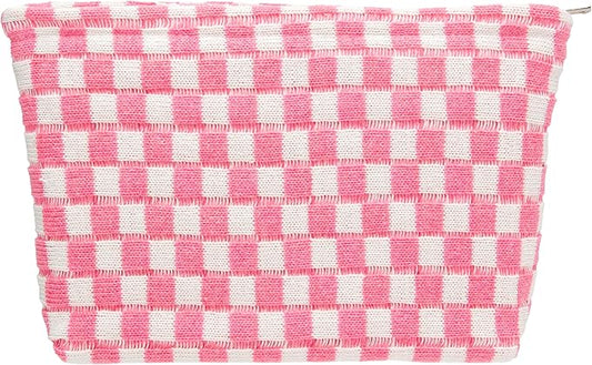 Pazimiik knitted checkered makeup bag