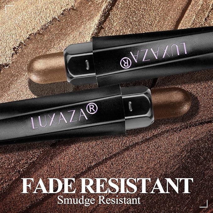 3Pcs Eyeshadow Stick Set, Matte And Shimmer Creamy Brown Gold Nude Shadow Pencil, Waterproof Long Lasting Smoky Eye Makeup