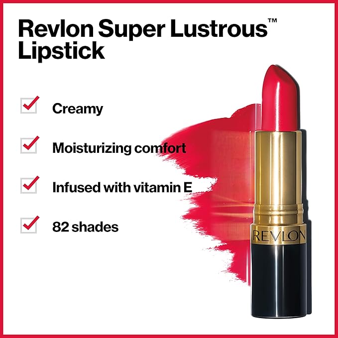 Revlon Super Lustrous Lipstick, Creamy Formula For Soft, Fuller-Looking Lips, Moisturized Feel, Plum Velour (850), 0.15 oz