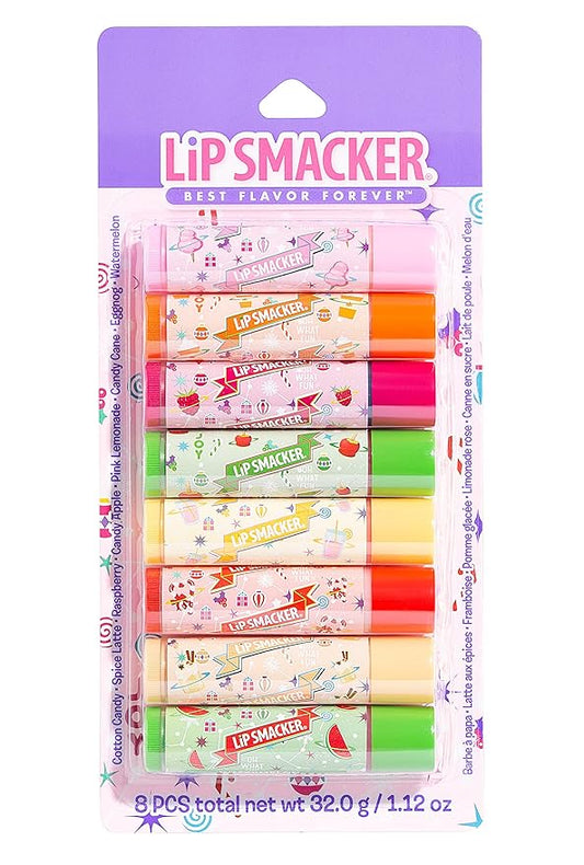 Lip Smacker Holiday Original & Best - 8 Moisturizing Lip Balms, Fun Assortment, Hydrating & Protecting - Vegan