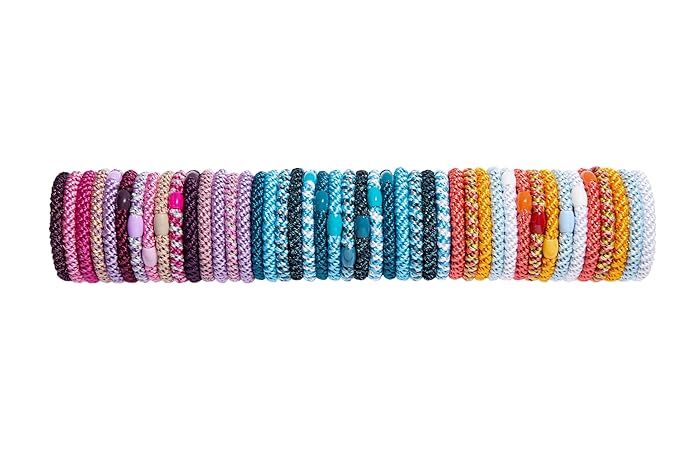 L. Erickson Grab & Go Pony - Royal - 8 Pack Ponytail Holder Hair Ties - Mixed Purples