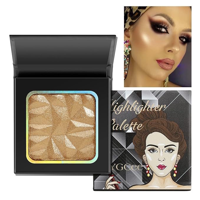 Highlighter Shimmer Makeup Palette,Shimmering Glitter Shiny Powder for Gold Powder