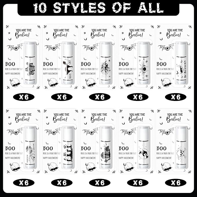 60 Pcs Halloween Lip Balm Bulk