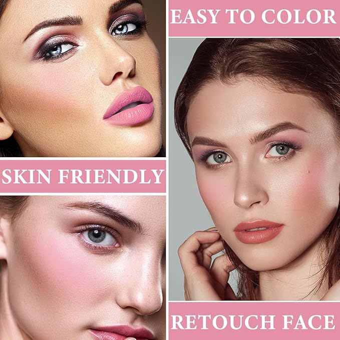 Cream Blush Stick,Blush Stick for Cheeks with Contour Tea Pink）