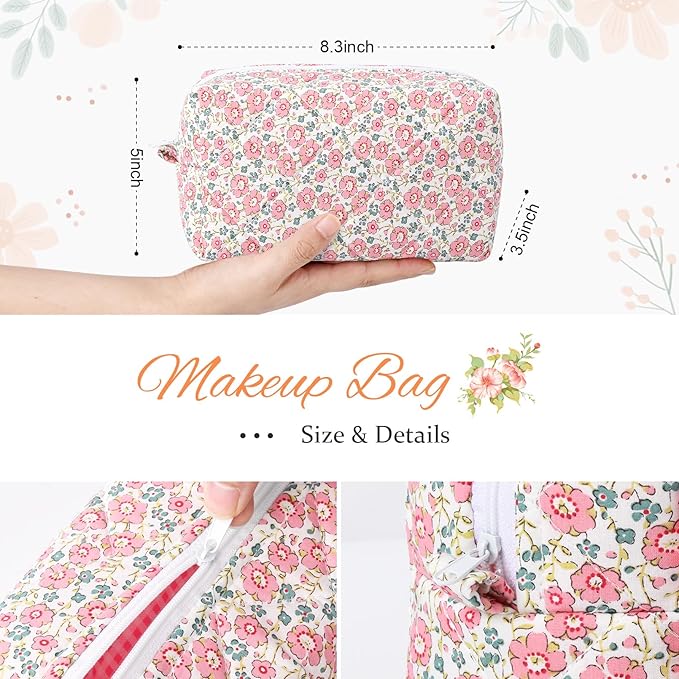 Soidram floral makeup bag quilted