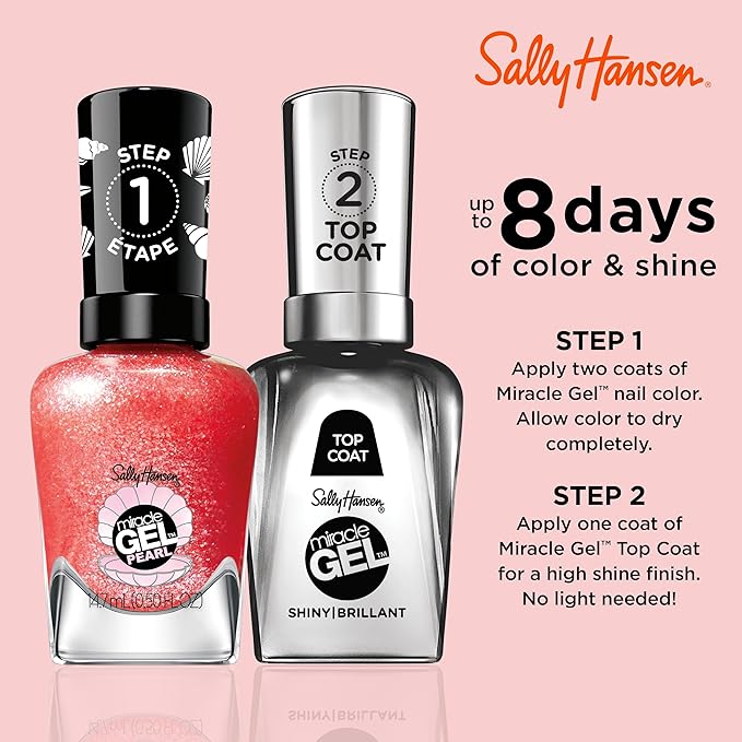 Sally Hansen Miracle Gel™, Pearls Rare Red Pearl, Long Lasting, Gel-Like Formula, No UV Lamp Needed, Red Nail Polish
