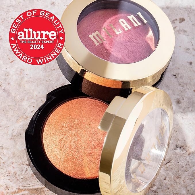 Milani Baked Blush, Powder Blush for Cheeks, Cruelty Free Makeup - Shape, Contour & Highlight Face for a Shimmery or Matte Finish -Wild Rose