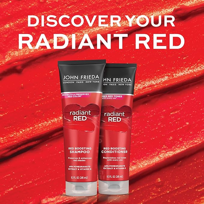 John Frieda Radiant Red, Color Boosting Conditioner, Hydrates and Enhances Red Tones with Pomegranate Extract and Vitamin E for Natural or Color-Treated Hair, 8.3 Oz