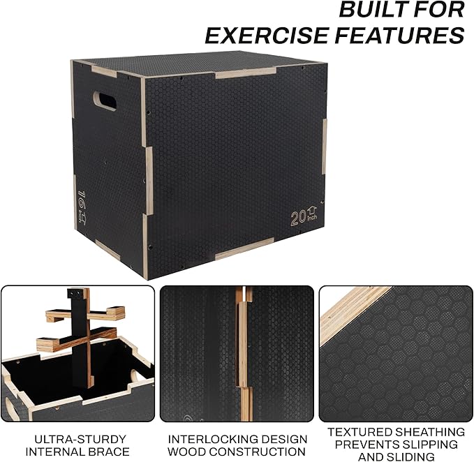 3 in 1 Non-Slip Wooden Plyo Box Plyometric