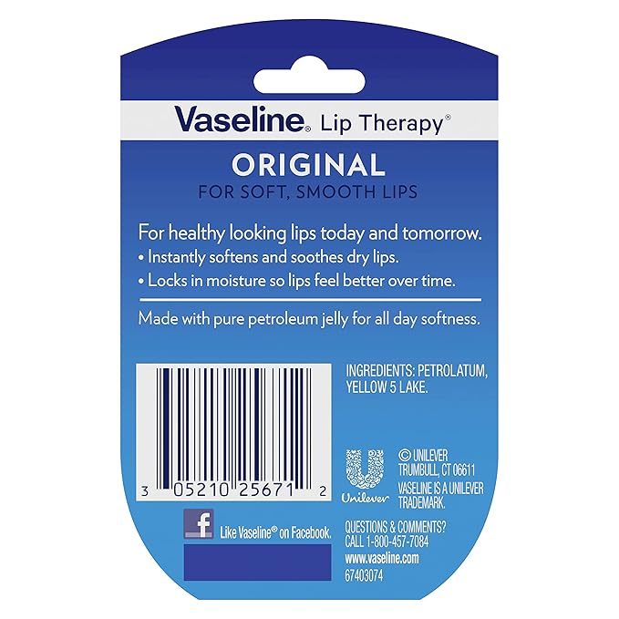 Vaseline Lip Therapy 6-Pack – Mini Lip Balm, Travel-Size Petroleum Jelly Moisturizer for Dry Lips, 0.25 Oz Each