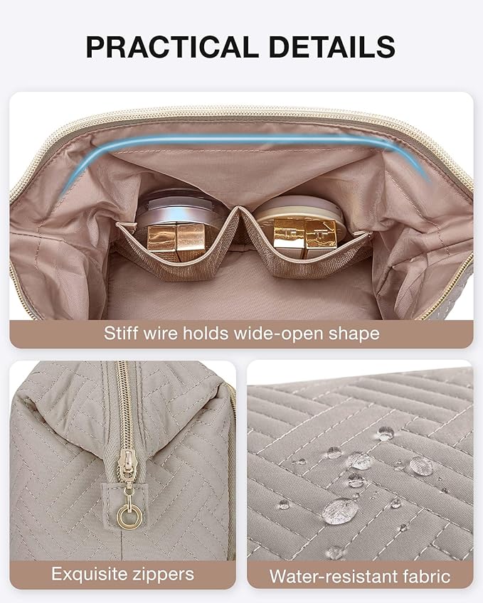 BAGSMART Travel Makeup Bag, Cosmetic Bag Make Up Organizer Case,Large Wide-open Pouch for Women Purse for Toiletries Accessories Brushes