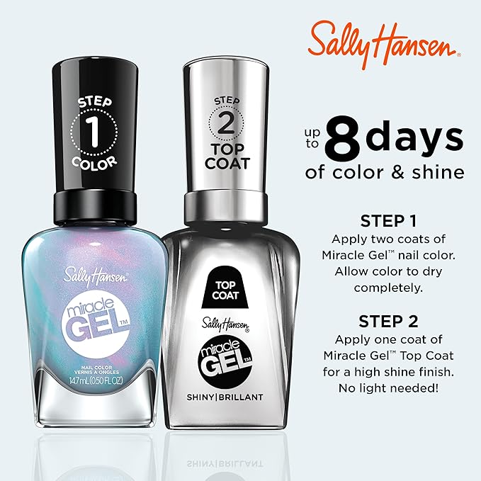 Sally Hansen Miracle Gel™, Flash-ionista, Long Lasting, Gel-Like Formula, No UV Lamp Needed, Blue Nail Polish
