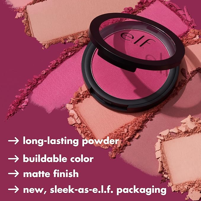 e.l.f. Primer-Infused Matte Blush, Long-Lasting, Lightweight & Buildable Always Crushing