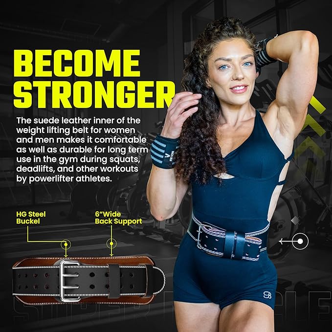 Genuine Leather Weight Lifting Belt With Free Wrist 6 Inch