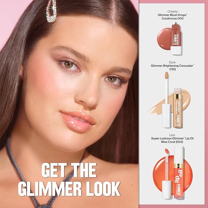 REVLON Super Lustrous Glimmer Lip Oil, Moisturizing & Tinted, Shiny Finish, Made with Plant-Based Squalane, 003 Glow Mama, 0.13 fl oz