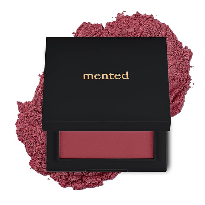 Mented Cosmetics Made in Italy, Cruelty Free Makeup, Vegan, Paraben Free, Shimmer Cheek Blush Palette for Face, Powder Face Blush for Women with Vitamin E, 0.2oz/7g, Berried Away