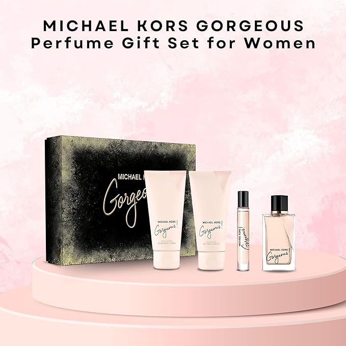 Gorgeous by Michael Kors for Women - 4 Pc Gift Set 3.4oz EDP Spray, 3.4oz Body Lotion, 3.4oz Shower Gel, 0.33 oz EDP Spray