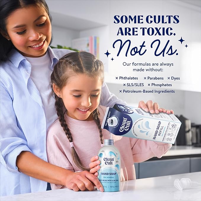 Cleancult Liquid Hand Soap Refill - Sea Minerals - Gentle On Sensitive Skin - Made with Aloe Vera & Essential Oils - Eco Friendly - Paper-Based Packaging - 32 oz/1 Pack