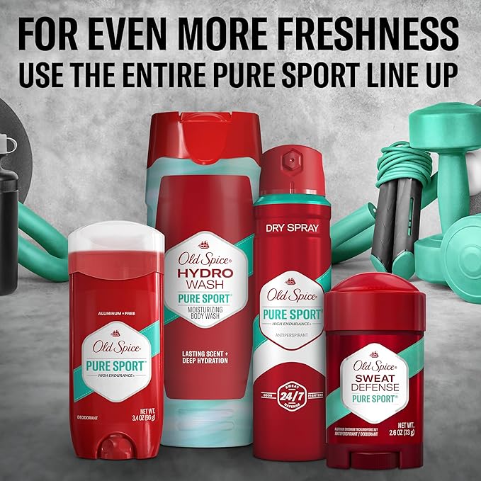 Old Spice Moisturizing Body Wash for Men, Hydro Wash, 2-in-1 Long Lasting Scent & Deep Hydration, 24/7 Shower Fresh, Pure Sport Scent, 21 oz (Pack of 4)