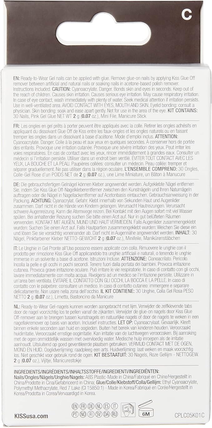 KISS Premium Classy Fake Nails French Manicure Set with Jeweled Rhinestone Nail Art Accents, Gorgeous', 30 Glue-On Nails 1 Count (Pack of 1)