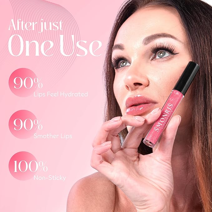 SMONRIS Moisturizing Shiny Lip glosses to Heal Dry Lips for Long Lasting Hydration – High Shine Cruelty Free Non-Sticky Lip Plumper with Vitamin E, Coconut Oil, Hyaluronic acid and Glitter Finish