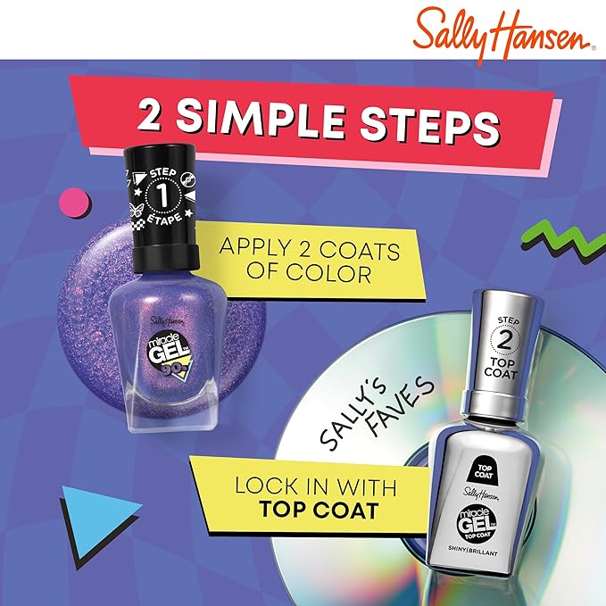 Sally Hansen Miracle Gel™, Hue Had to Be There Nice Nice Baby, Long Lasting, Gel-Like Formula, No UV Lamp Needed, Purple Nail Polish
