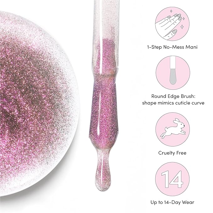 Dashing Diva One Gel Color & Magnetic Topper Duo - 8Ball - Real Black & Iridescent Glitter Topper - 3-in-1 Base Coat, Nail Color & Top Coat - Gel Nail Polish Set