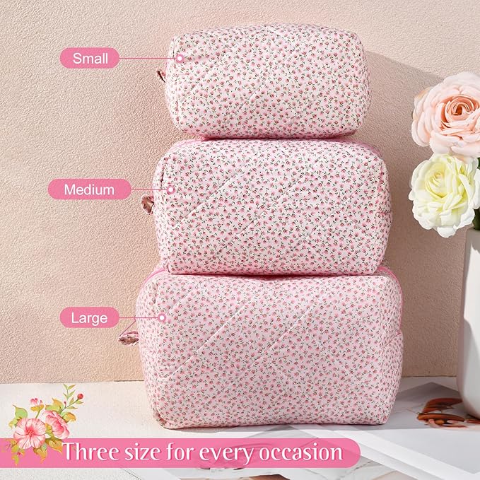 Soidram quilted makeup bag floral