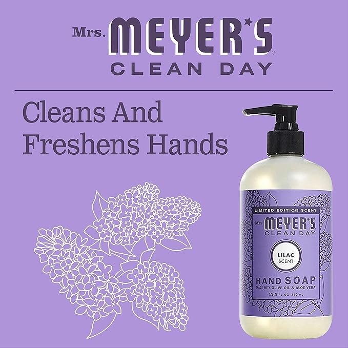 MRS. MEYER'S CLEAN DAY Liquid Hand Soap, Lilac Scent, 12.5 Ounce Bottle (Pack of 3)
