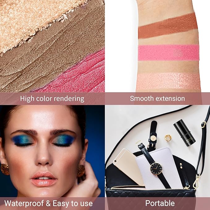 3pcs Face Contour Stick, Highlighter Stick Blush Stick Teen Girls