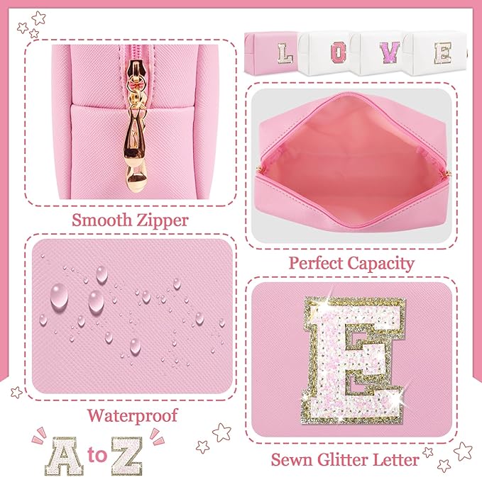 Personalized initial letter makeup bag,