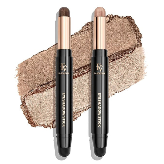 FV Waterproof Eyeshadow Stick Duo,Long-Lasting Cream Eye Shadow Makeup Sets, High Pigmented Eyeshadow Pencil with Shimmer Finish, Natural Look (Golden & Champagne)