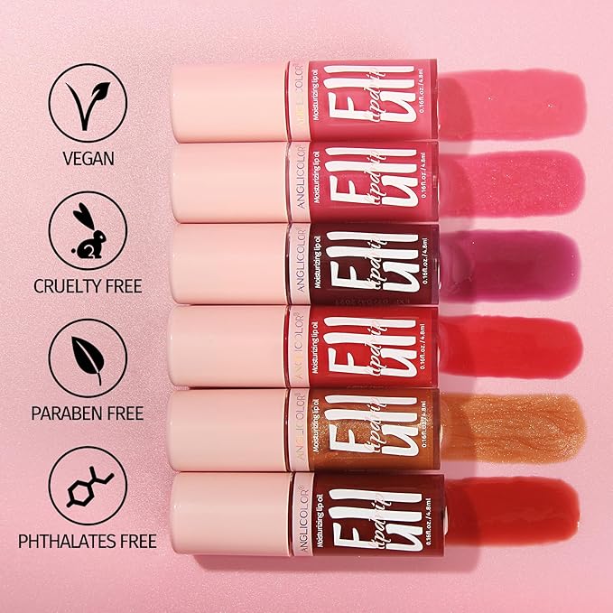 Lip Glow Oil Hydrating 6 Colors, Moisturizing & Glow