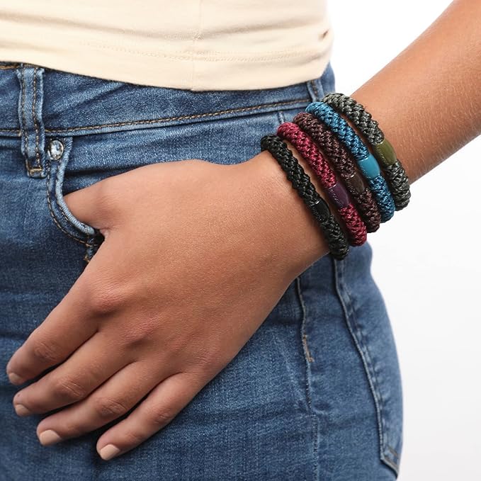 L. Erickson Grab & Go Pony - Royal - 8 Pack Ponytail Holder Hair Ties - Mixed Purples